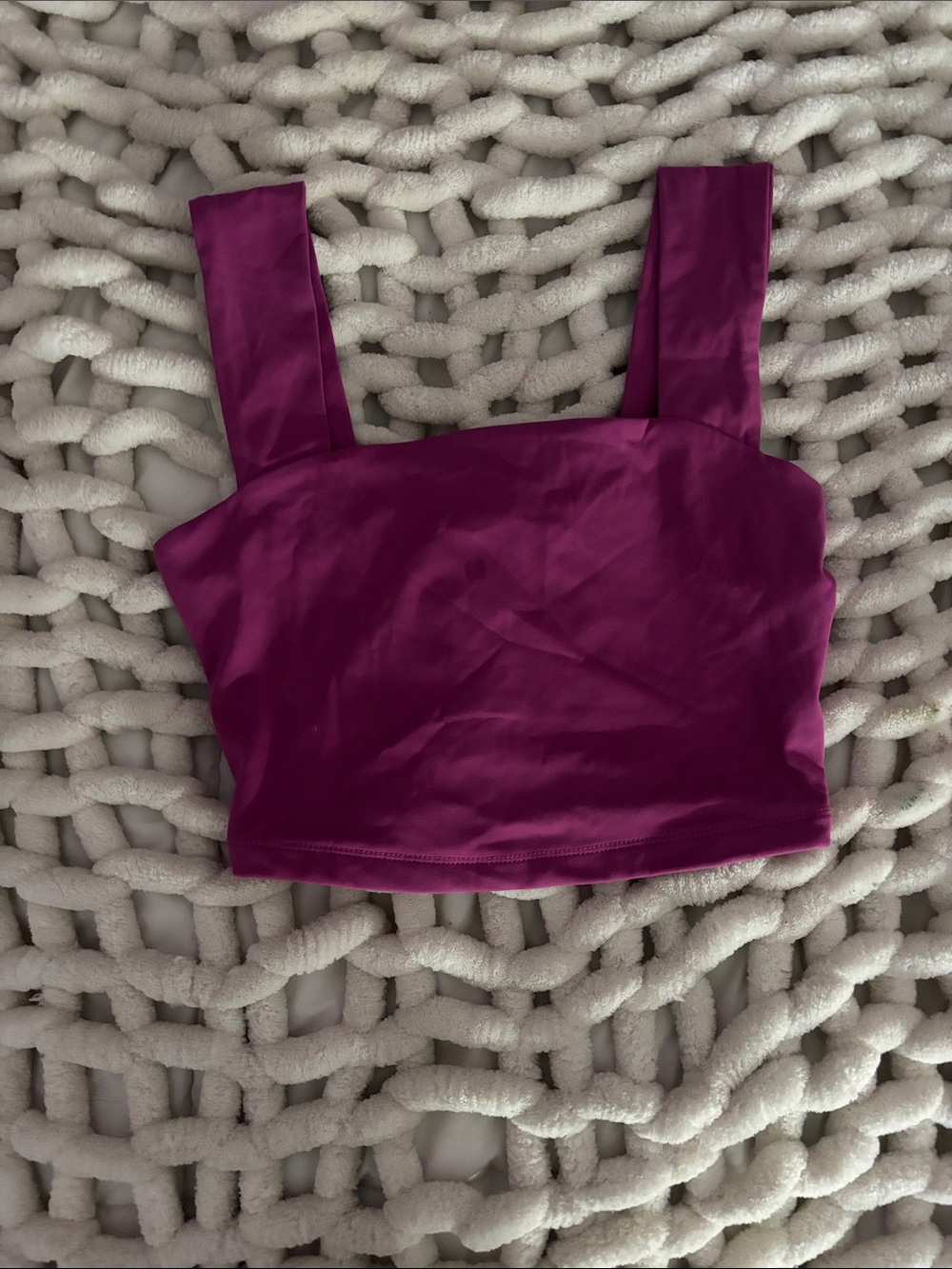 Dynamite Square-Neck Crop Top in Deep Magenta